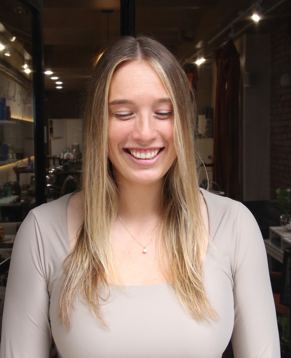 Before — natural hair prior to keratin tip extensions